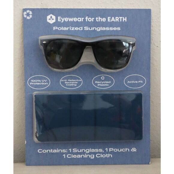 Eyewear for the Earth 984207164 Black SOL Rectangular Polarized Sunglasses - Picture 1 of 5